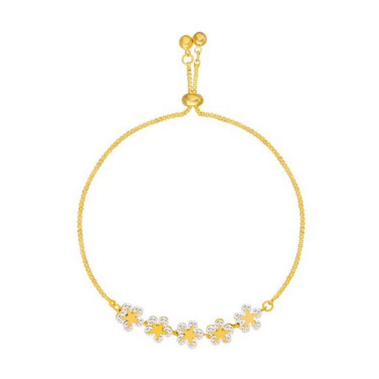 2021 fashion adjustable crystal gold flower bracelete for women bracelet beads