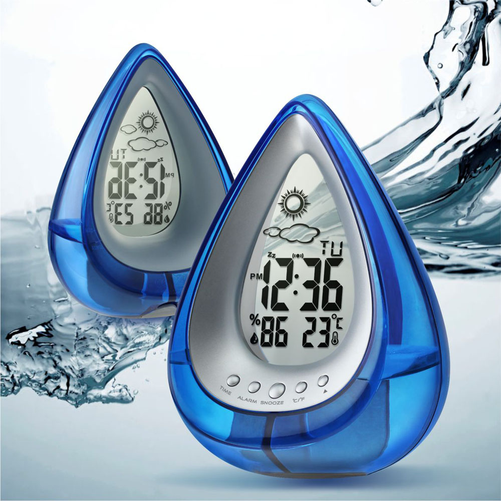 DF ST 1022 Kitchen desk Creative Drop Shape Water Powered Weather Station