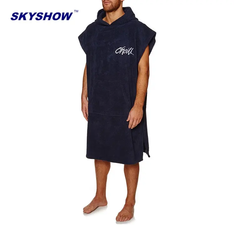 Cotton Surf Wetsuit Beach Changing Poncho Towel Hooded Bath Robe Water Sports Poncho