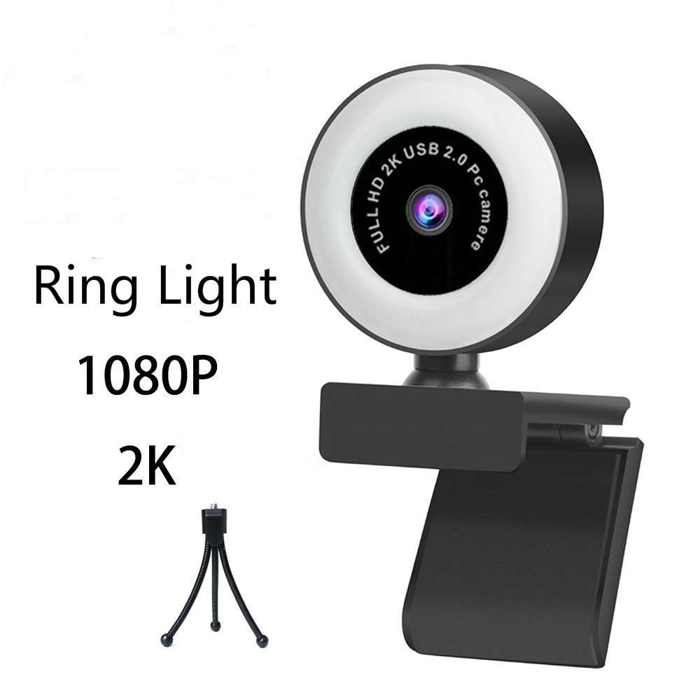 Автофокус USB 2,0 Full HD потоковая веб-камера 1080P Веб-камера 2K кольцевая световая веб-камера с кольцевым светом