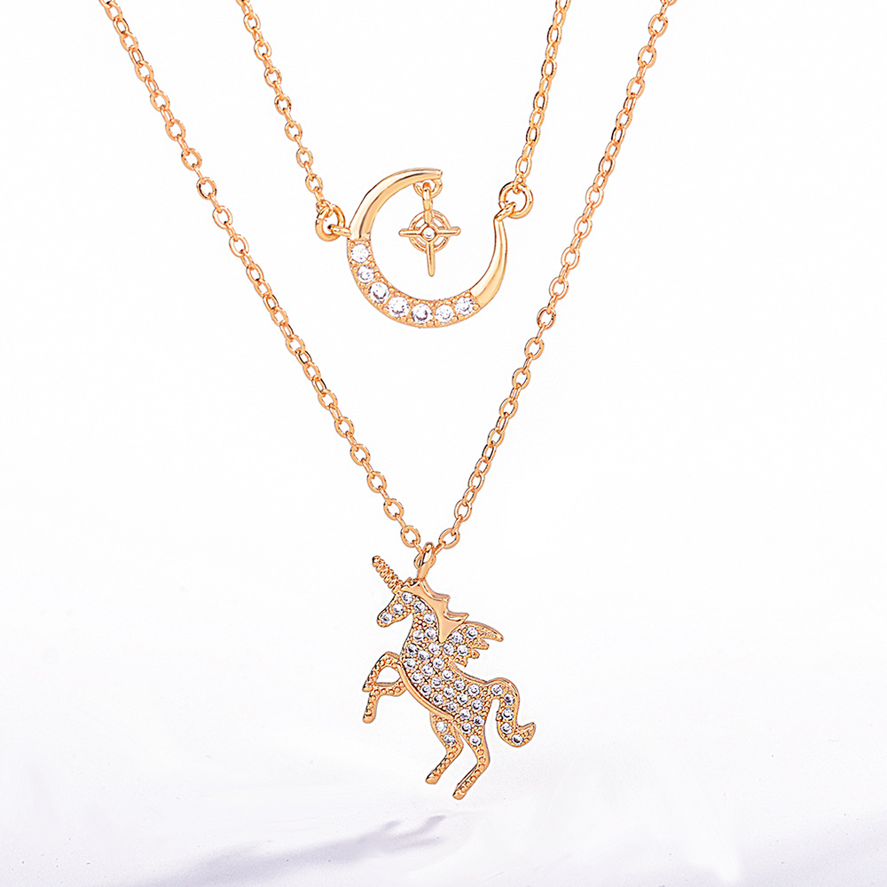 MOQ 1 Мода 2019 пользовательские ювелирные изделия Chocker Bling Unicorn сплав серебряное ожерелье
