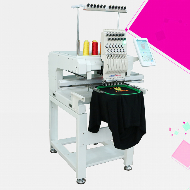 Industrial New Single Head Computerized Embroidery Machine with 12/15 Needles for Hat T-shirt Flat Sequin Shoes