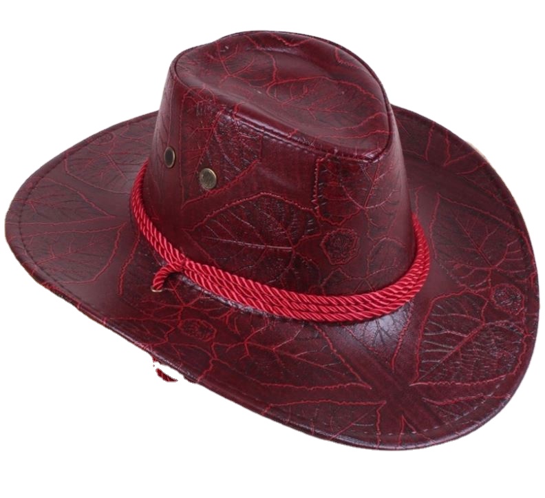 Wholesale Wide Brim Cheap Man Women Western Chapeau, Good Quality Pu Leather Gambler Cowboy Hats