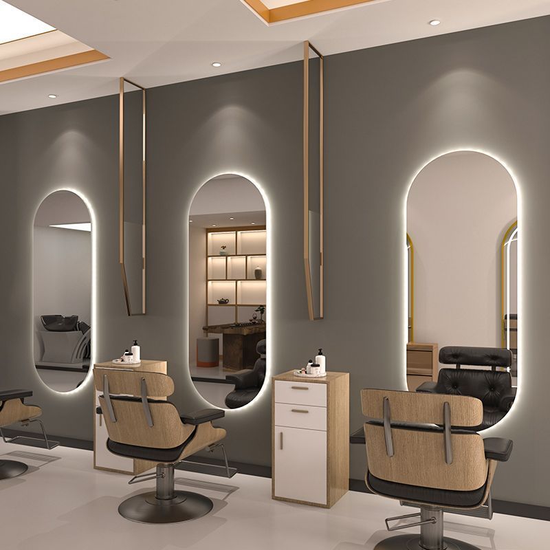 DM Hot Selling Salon Furniture Barbershop Special Mirror With LED Lights Hairdressing Mirror
