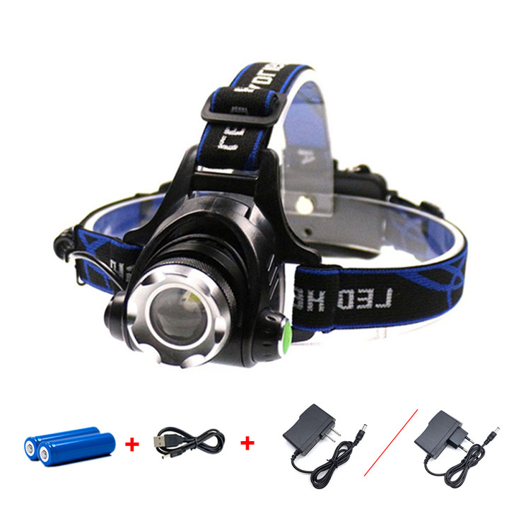 Zoomable Waterproof Camping Led Head Light Headlamp With DC Adapter  USB Rechargeable 18650 Lithium Head Lamps