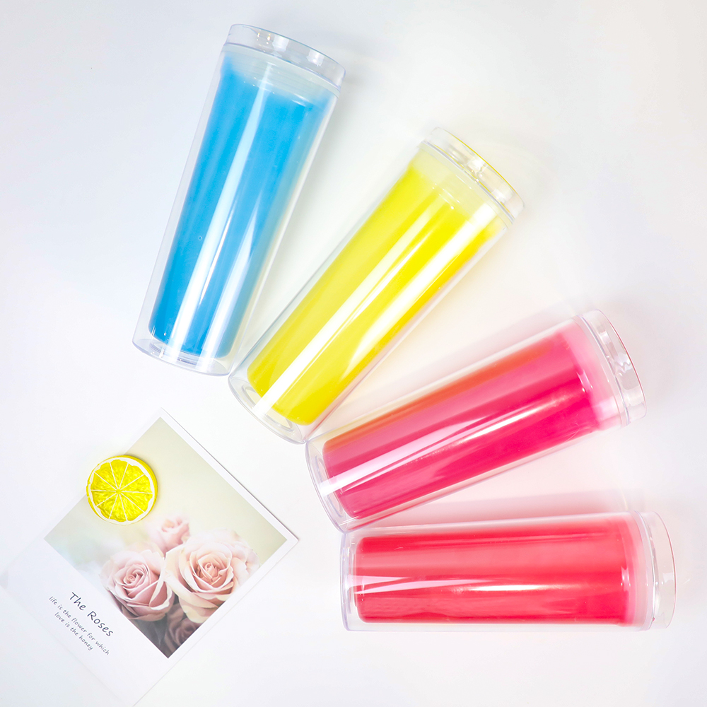 18OZ Skinny Double Wall Insulated Plastic Tumblers Bpa Free Reusable Sippy Cup