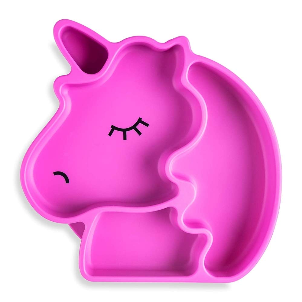Silicon Plate Unicorn Baby Animal Suction Plate Silicone For Children Kids Food Feeding Dinner Divided Plate