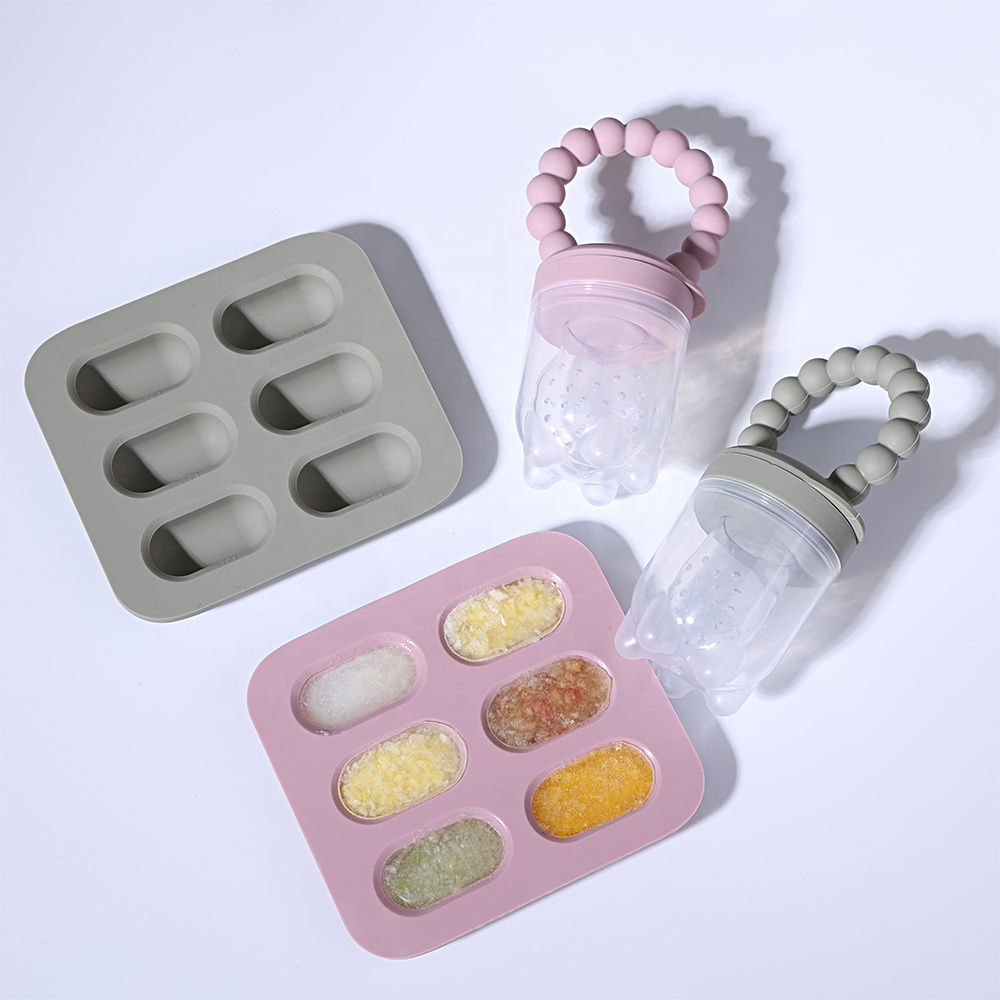 Diy Baby Food Vegetable Fruit Teething Pacifier Baby Food Freezer Tray Baby Popsicle Molds Silicone Ice Cube Trays Freezer Set