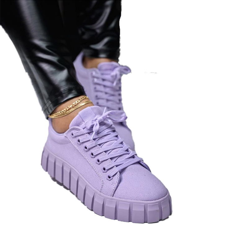 New Design Single Canvas Shoes Purple Fashion Lace up Casual Cheap Shoes Hot Selling Shoes for Women