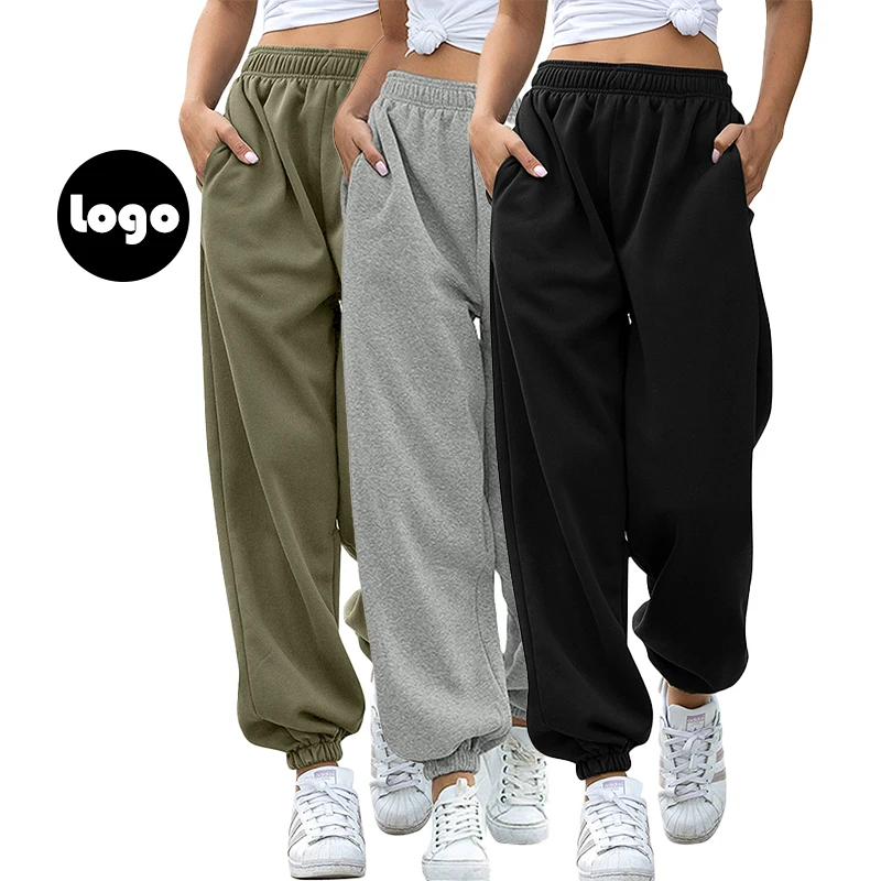Custom Unisex Green Baggy Drawstring Women Long Sweatpants