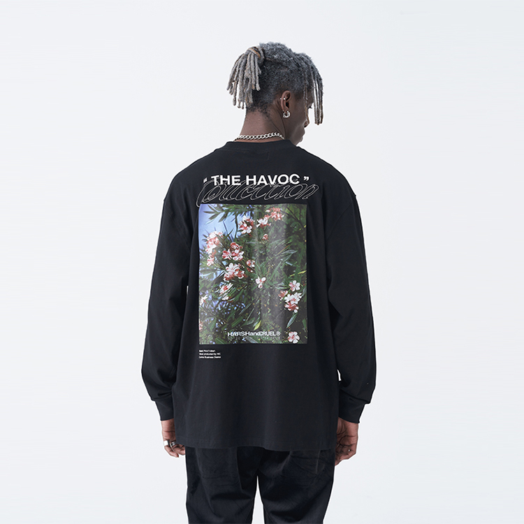 Black unisex streetwear mens autumn 100 cotton high quality pullover customization plus size sweatshirts
