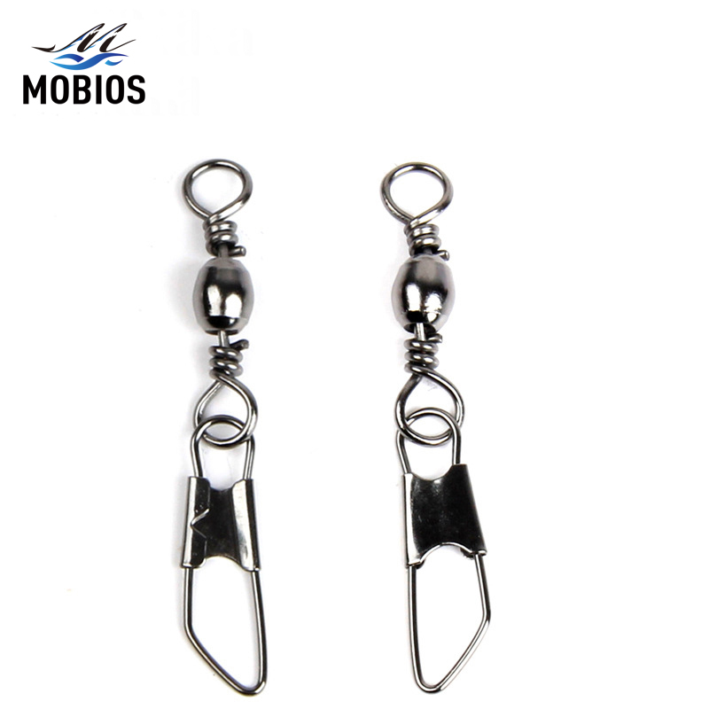 MOBIOS 24#-5/0# Barrel Swivel with Safety Snap Fishing Swivel Fishing Accessories