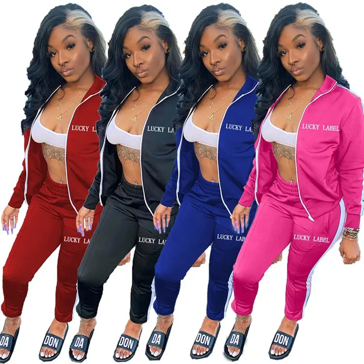 Womens Fall Fashion 2021 Lucky Label Long Sleeve Two Piece Pants Set Sweatsuit