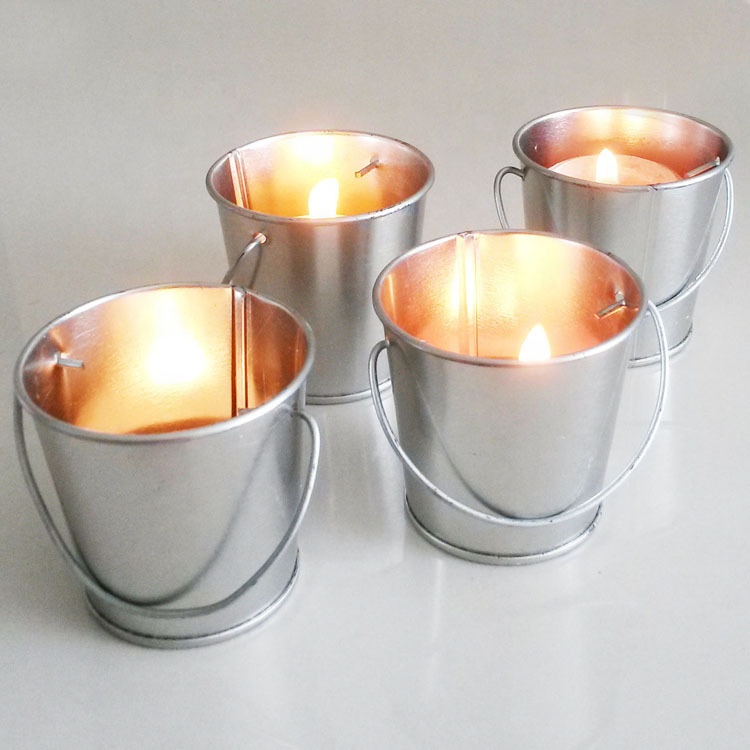Свеча Citronella в цветном металлическом мини-ведре, подарки и поделки, противомоскитные свечи