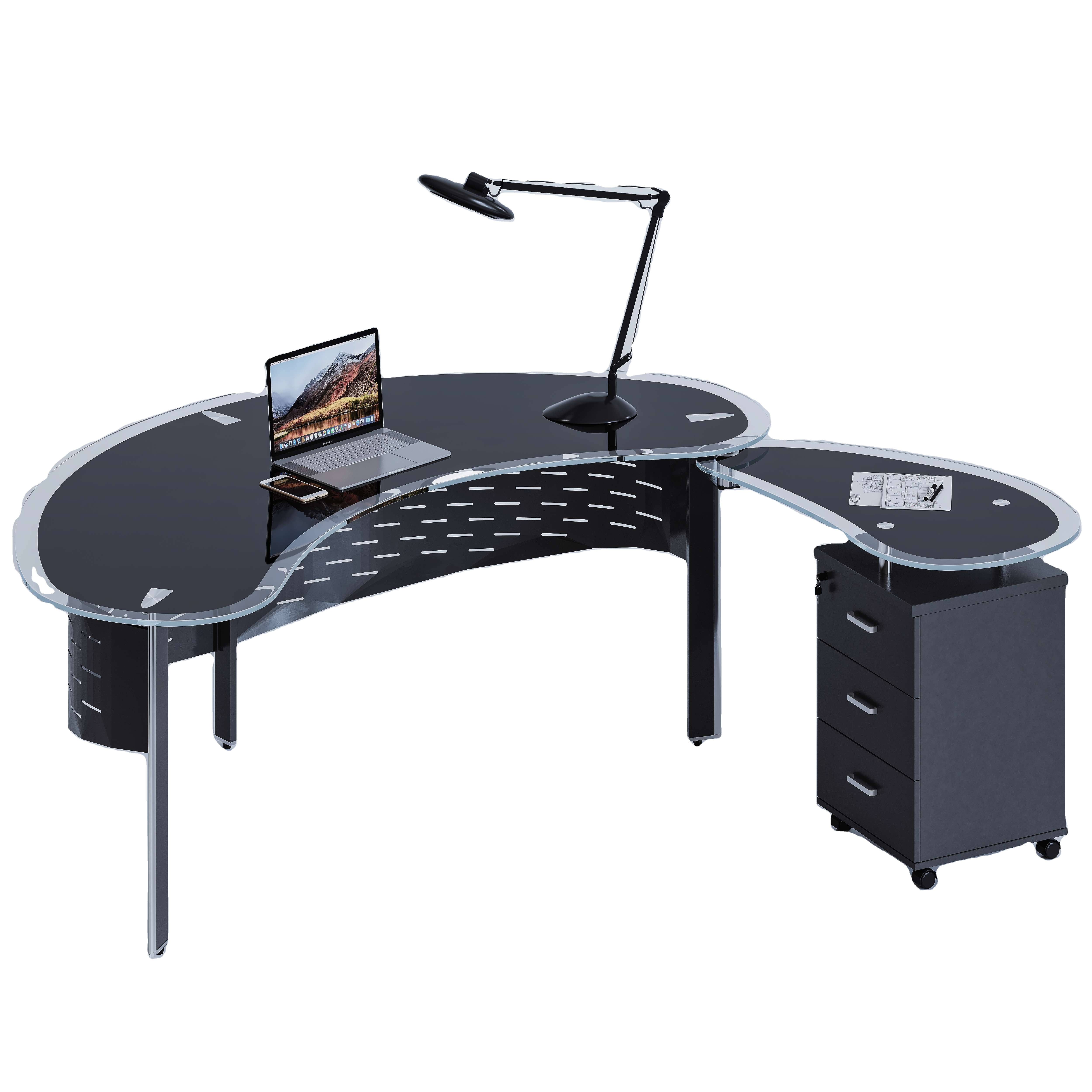 Custom High Quality Study Table and Chair Glass Computer Desks Glass Desk Office
