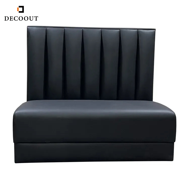 Decoout Restaurant PU Leather Upholstered Booth Seating Black Channel Booth for Restaurant Cafe