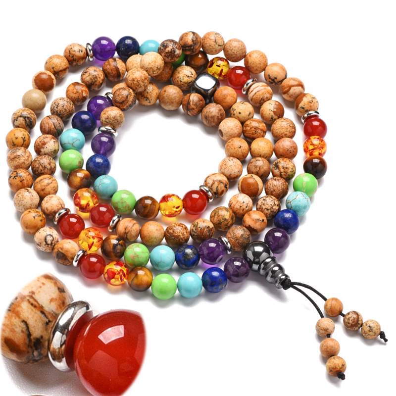 Браслет с бусинами Seven Chakra Yoga 108 Mala, натуральный браслет с камнем MALA Buddha
