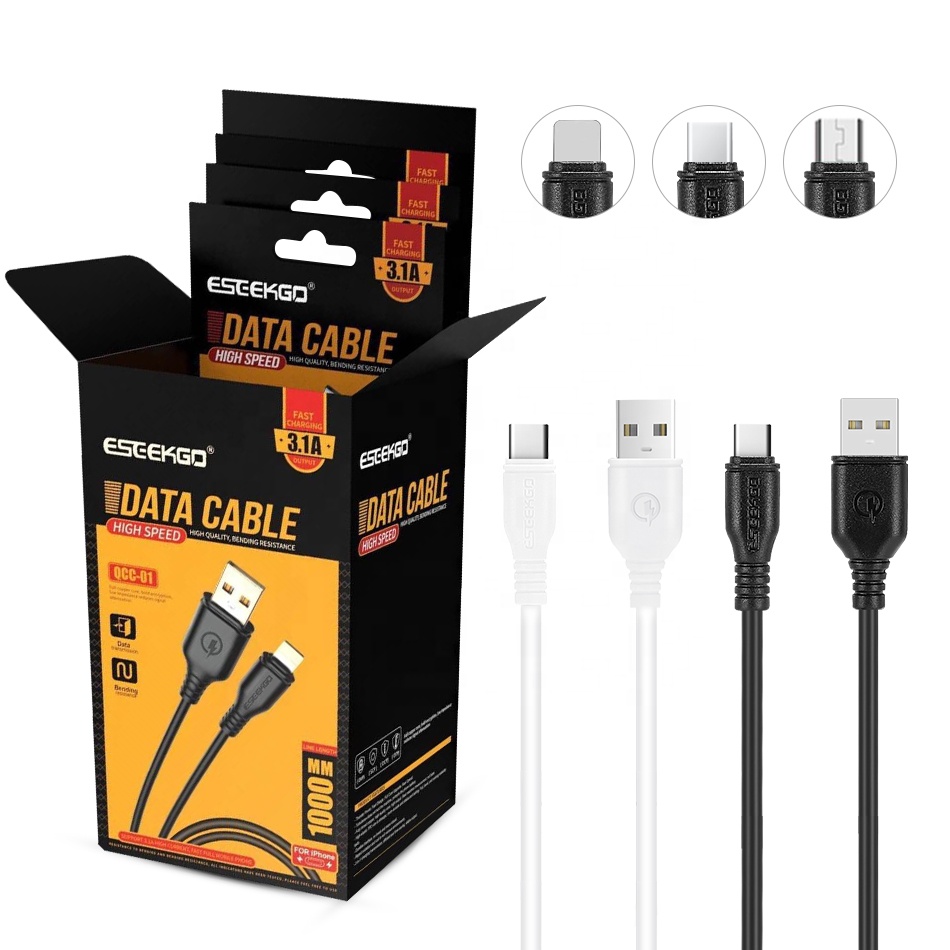 Eseekgo Высокое качество 1 м 3.1A Быстрая зарядка Micro USB Тип C Плетеный Usb-кабель для IPhone