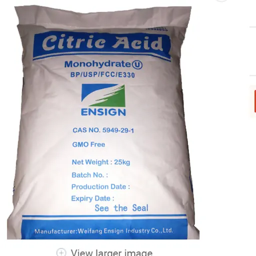 E330 Ensign Brand Food Grade Citric Acid Monohydrate available from stock