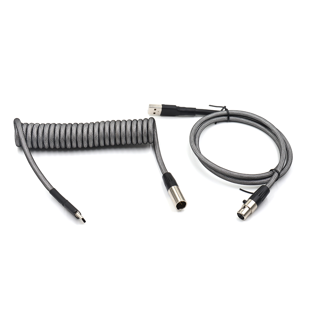 USB-кабель для клавиатуры с двойным рукавом, ПЭТ покрытый катушками Авиатор XLR 5-контактный кабель