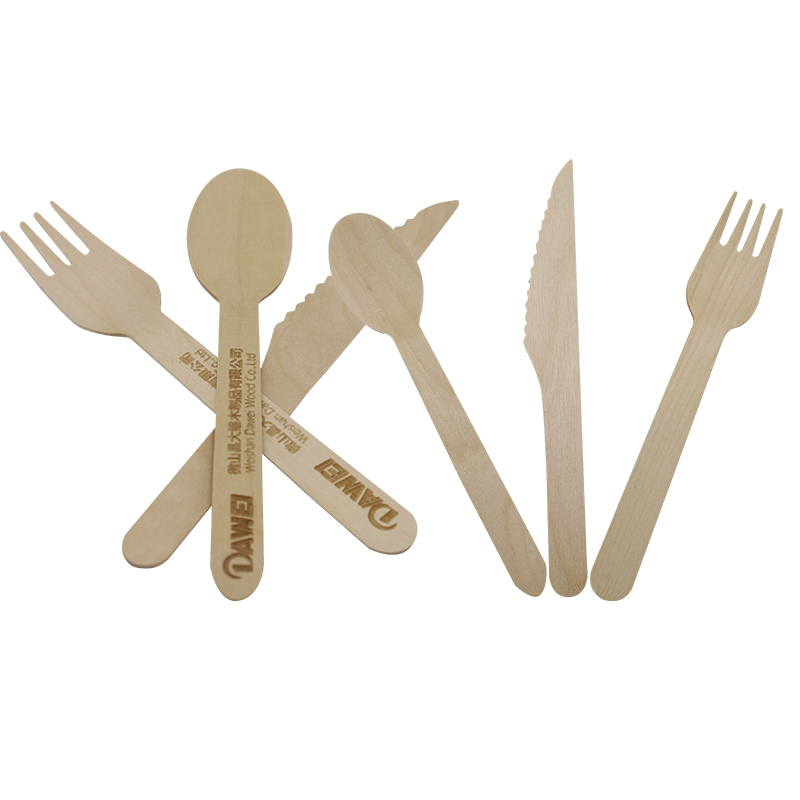 Restaurant Take-away Disposable Wooden Cutlery 160mm Knife Spoon Fork Set Cheap Price Biodegradable Tableware set