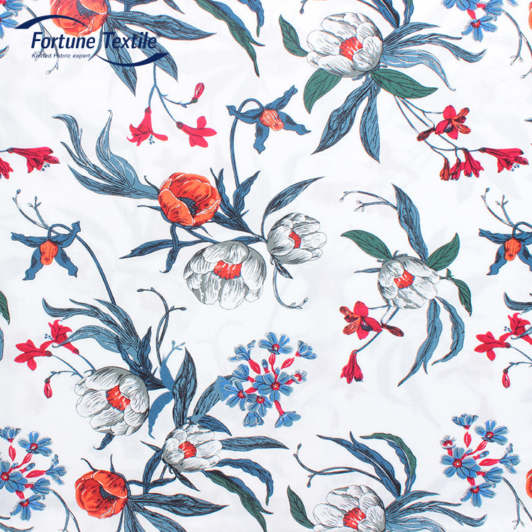 Soft breathable custom challis tropical floral digital printed 100 rayon fabric for dresses