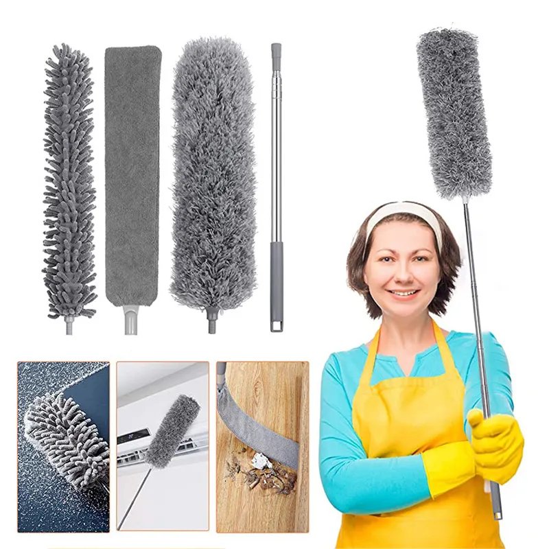 A2309 Home 4pcs 2.5m Handle Room Cleaning Dust Brush Detachable Feather Dusters Clean Duster