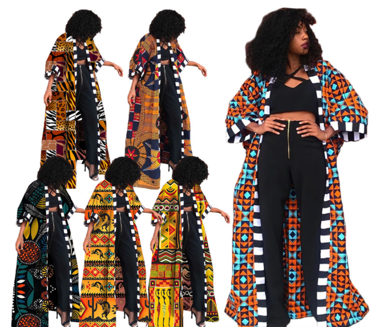 Hot Sale Autumn African Women Coat Clothes Print Dashiki Ethnic Style Windbreaker