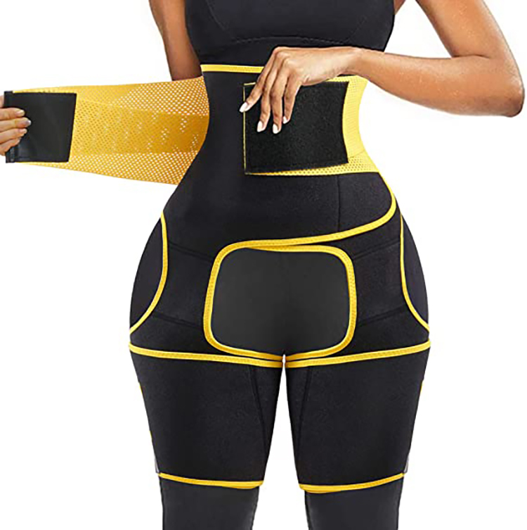 Women 3-in-1 Thigh Trimmer Belt with Butt Lifter Slimming Body Shaper Sweat Band Waist Trainer