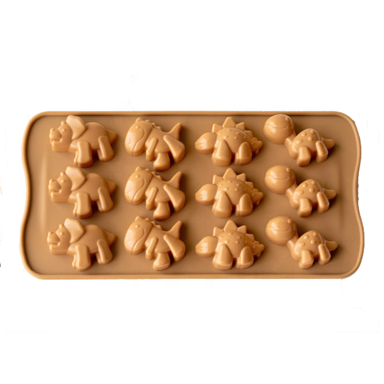 Free Sample 12 Holes Creative Dinosaur Shape Non-stick Silicone Chocolate Mold Export to Japan