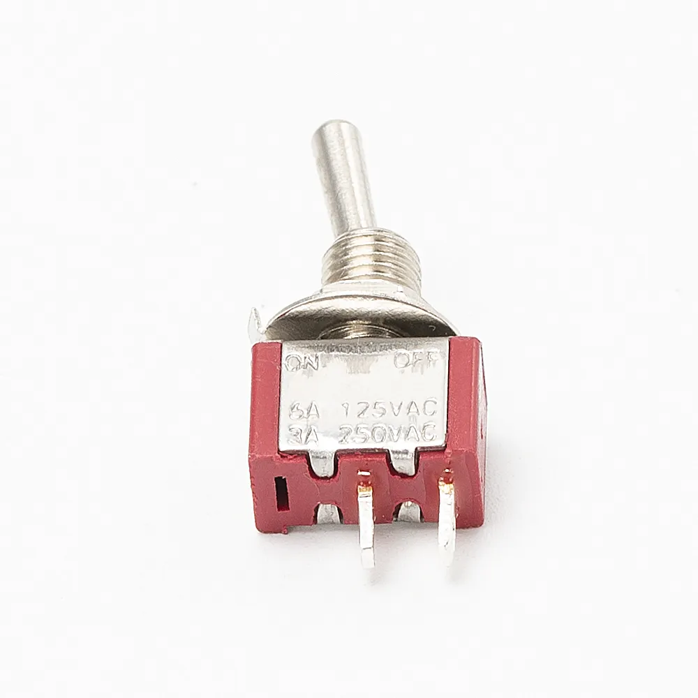 DaierTek MTS-101 Red Base Single Pole SPST 2P ON-OFF Mini Miniature Toggle Switch with 2 Solder Terminals