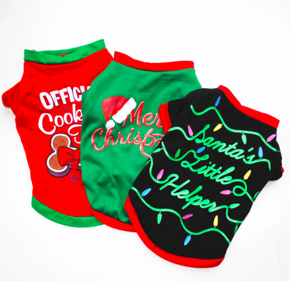 3Takins Cute Cartoon Merry Christmas Cotton T-Shirt Dog Clothes