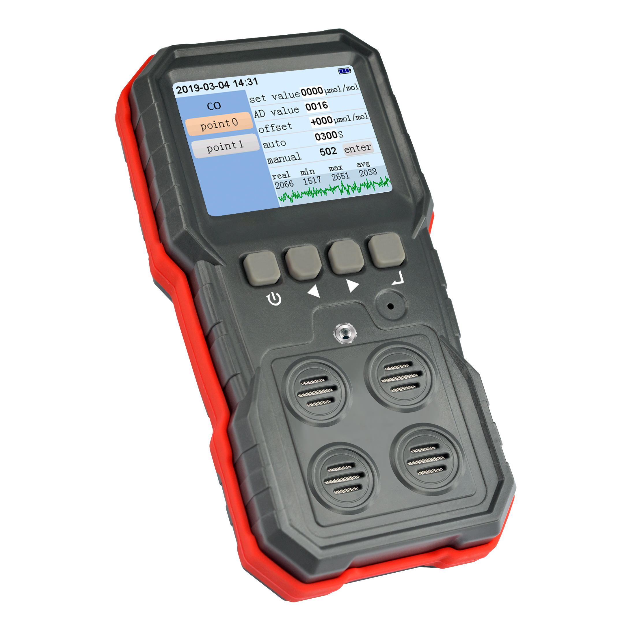 4-in-1 CO H2S O2 EX Multigas Gas Monitor Portable Household Gas Detector Meter