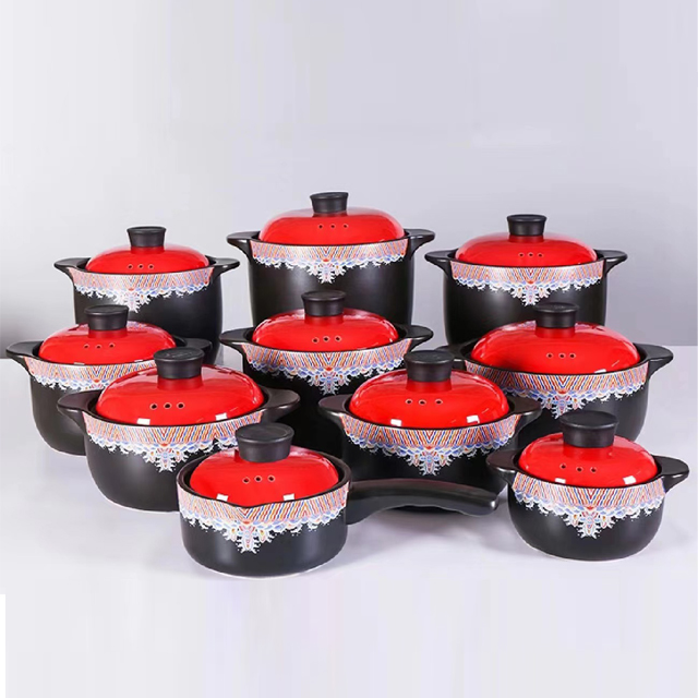 Factory Wholesale Commercial Ceramic Soup Pot Large Cooking Ceramic Pot Red