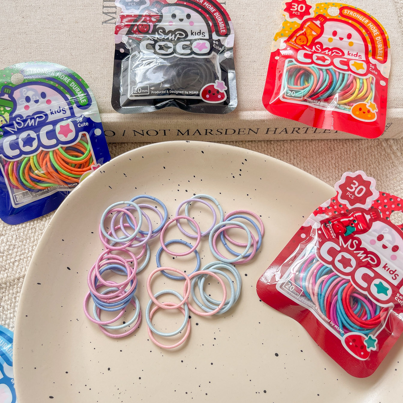 30pcs/Pack Cute Multicolor Elastic Scrunchies Kids Cartoon Candy Color Ponytail Hair Ties Baby Hair Accessories