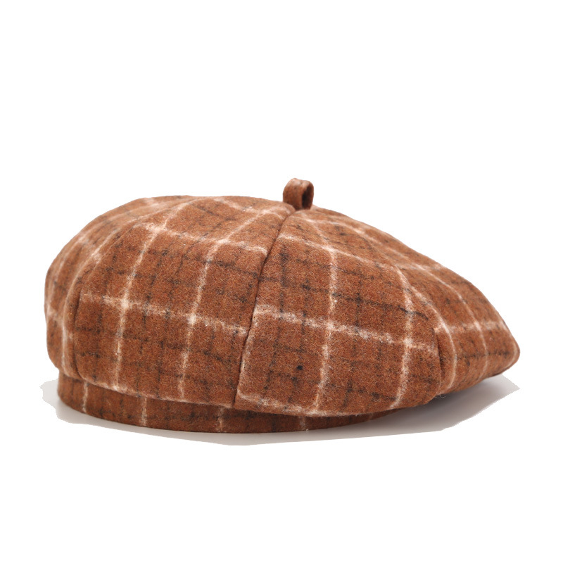 FALL WINTER Women Beret Hats Angora French Beret Caps Plaid Berets Winter Furry Hats