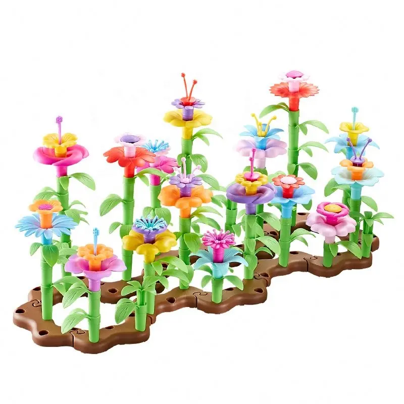 2021 new item kids flower garden building set 104pcs educational block toys