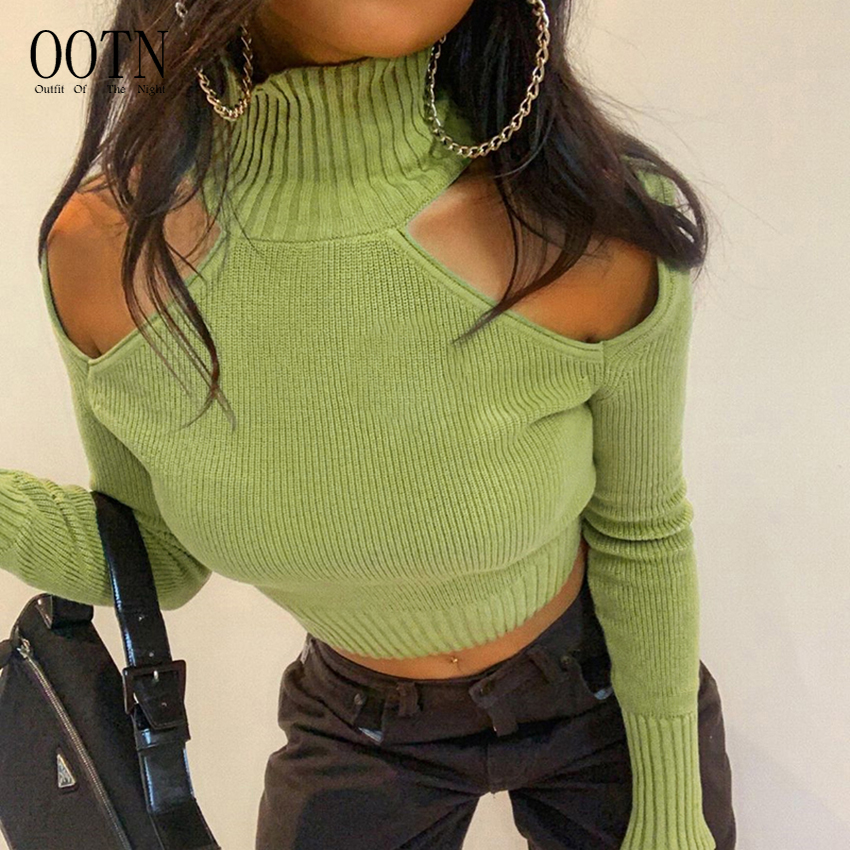 OOTN Y2K эстетическое в рубчик 90s топы с низким вырезом на спине, на шнуровке, с высоким, плотно облегающим шею воротником с длинными рукавами Осенние футболки для девочек с вырезами пикантные женские футболки