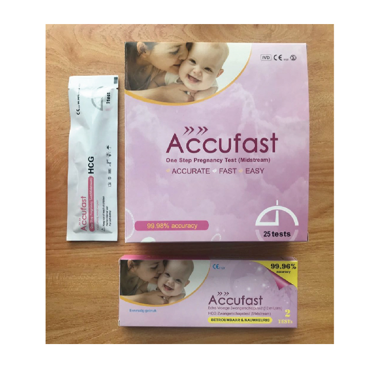 ACCUFAST Brand 99.96% accuracy rapid diagnostic wholesale HCG pregnancy test midstream Cassette