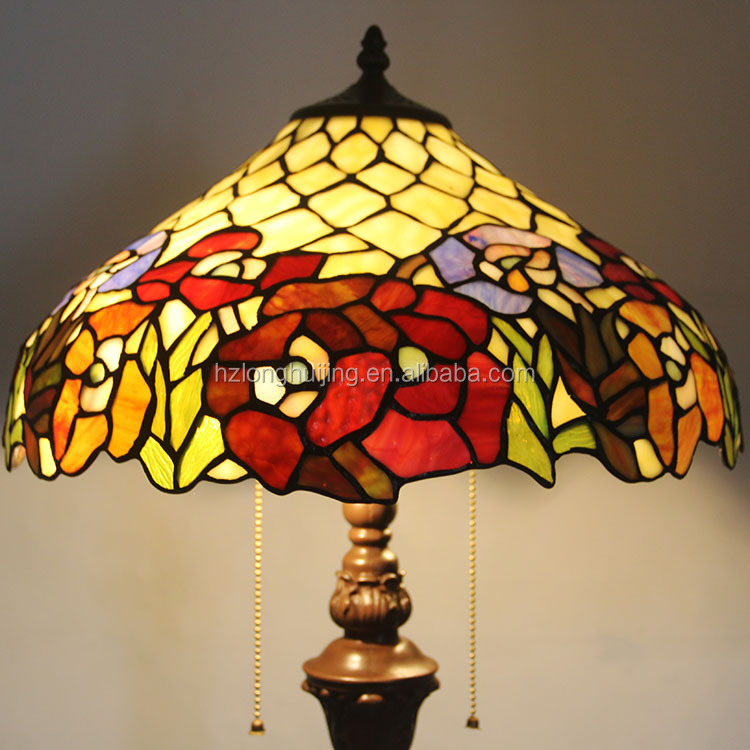 LongHuiJing 16inch Tiffany blue Mediterranean Stained Glass floor lamp E27 Home Parlor Dining bed Room standing lamps