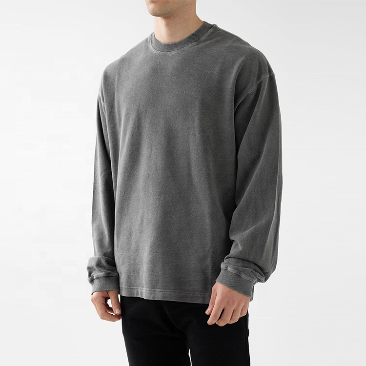 OEM Loose-Fitting Plain Washed Crew Neck Pullover Plus Size Men's Hoodies & Sweatshirts