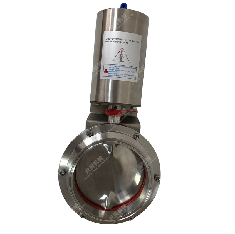 easy-maintenance FPM/FKM valve seat stainless steel pneumatic butterfly valve single acting spring return actuator