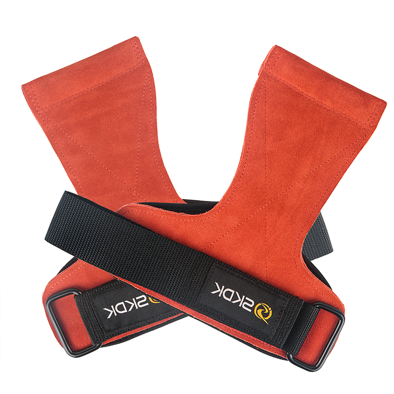 Professional Cowhide Leather Gymnastics Palm Protectors Glove Heavy Duty Weightlifting Grip For Pull Ups