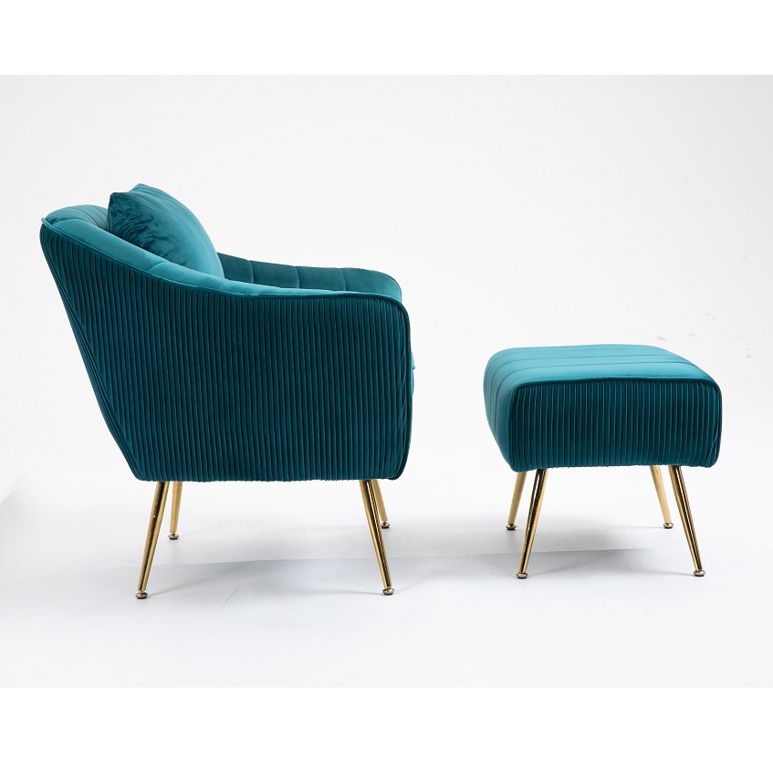 Velvet Fabric single Make-up Chair with ottoman for Accent Apartment living room or bedroom