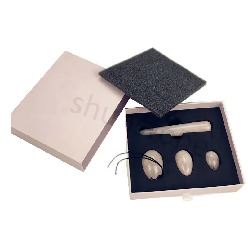 Custom High-end packaging pink Jade Stone Egg Yoni Eggs Massage 4pcs Gift Set IWINSTONE