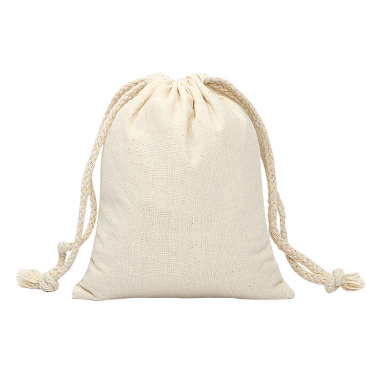 Wholesale Promotional Calico Organic Cotton Cheap Custom Linen Drawstring Bags No Minimum