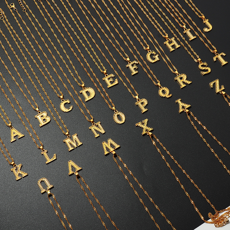 2020 Новые 26 букв алфавита кулон 18k позолоченный Начальная буква подойдет в качестве подарка как для мужчин, так и для женщин, ювелирное изделие для пары