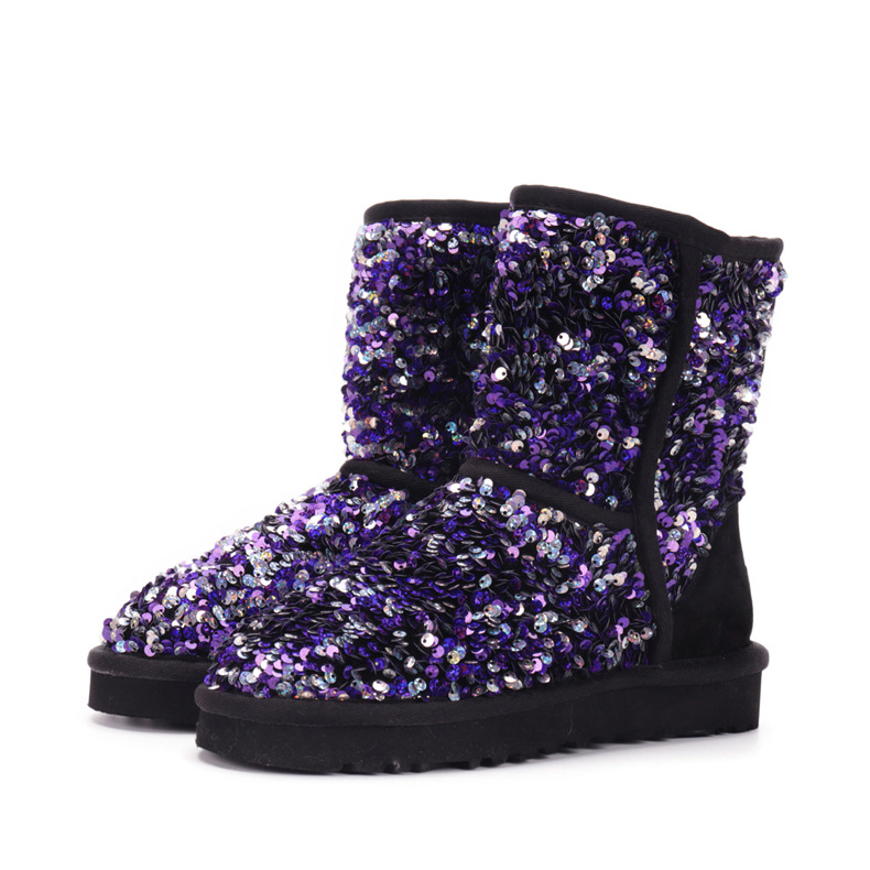Wholesale fashion rhinestones bling bling shoes winter fur women snow boots