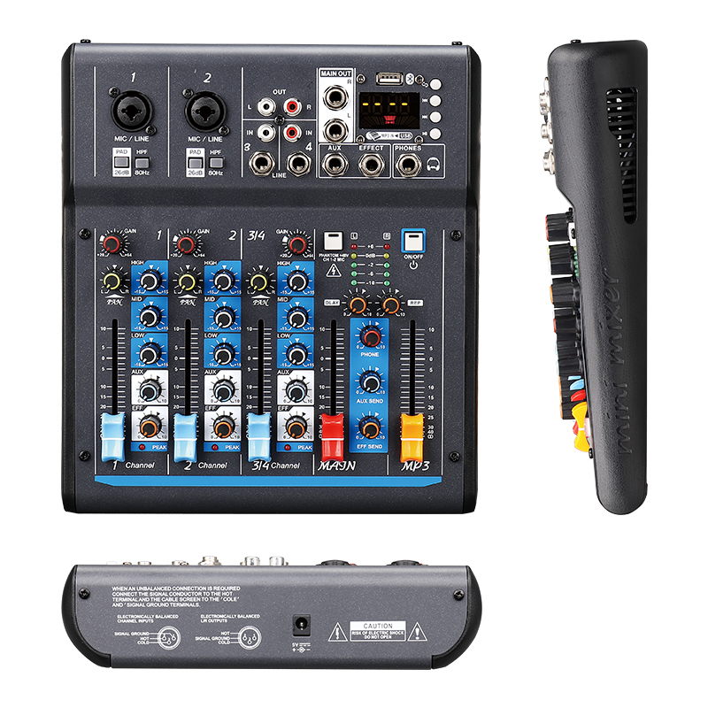 F4 USB мини микшер звуковая консоль с ЖК-дисплеем