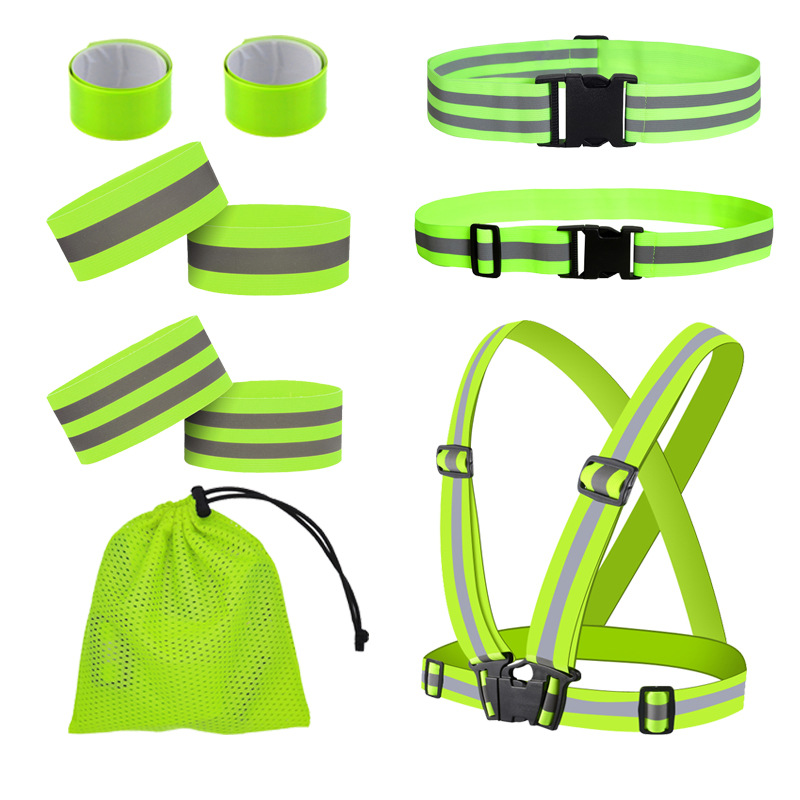 Safety Work-wear Men Quick Dry Yellow Orange Mesh Night Run High Reflective Safety Vest Set